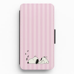 Pastel Stripes Cartoon Beagle Flip / Wallet Phone Case