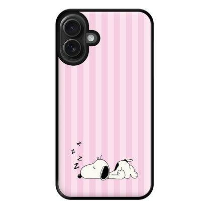 Pastel Stripes Cartoon Beagle Phone Case for iPhone 16 Plus