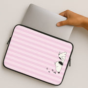 Pastel Stripes Cartoon Beagle Laptop Sleeve 2