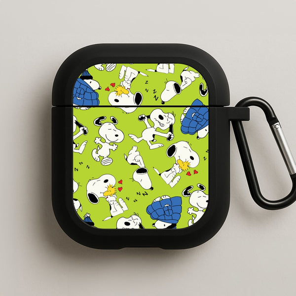 Lime Green Cartoon Beagle Pattern AirPods Case
