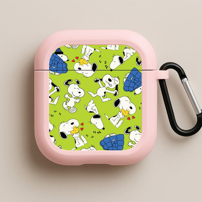 Lime Green Cartoon Beagle Pattern Pink AirPods Case