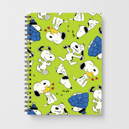 Lime Green Cartoon Beagle Pattern Notebook