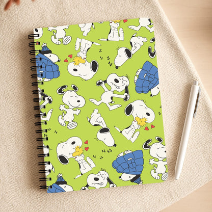 Lime Green Cartoon Beagle Pattern Notepad