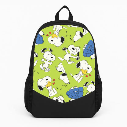 Lime Green Cartoon Beagle Pattern Large Backpack