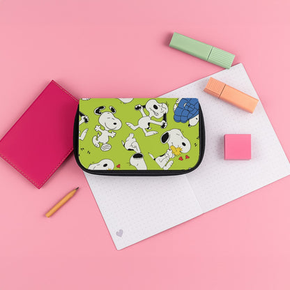 Lime Green Cartoon Beagle Pattern Pencil Case