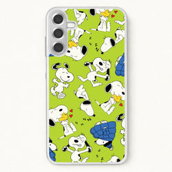 Lime Green Cartoon Beagle Pattern Phone Case for Galaxy A57