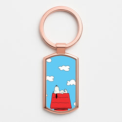 Cartoon Beagle Sleeping Rose Gold Keyring