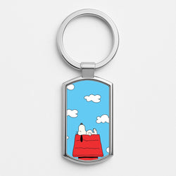 Cartoon Beagle Sleeping Silver Keyring