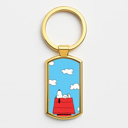 Cartoon Beagle Sleeping Gold Keyring
