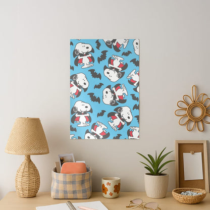 Cartoon Beagle Vampire And Bats Pattern Art Print