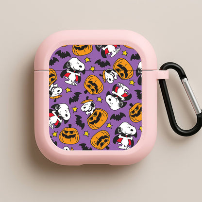 Cartoon Beagle Halloween Pattern Pink AirPods Case