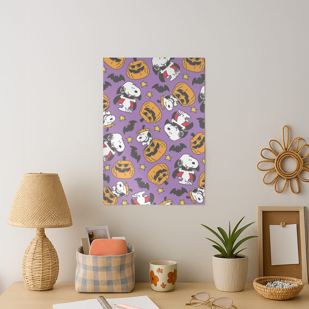Cartoon Beagle Halloween Pattern Art Print