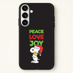 Peace, Love, Joy Christmas Cartoon Beagle Phone Case for Galaxy S26