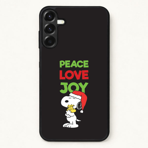 Peace, Love, Joy Christmas Cartoon Beagle Phone Case for Galaxy A57