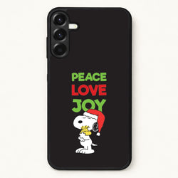 Peace, Love, Joy Christmas Cartoon Beagle Phone Case for Galaxy A37