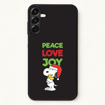 Peace, Love, Joy Christmas Cartoon Beagle Phone Case for Galaxy A37