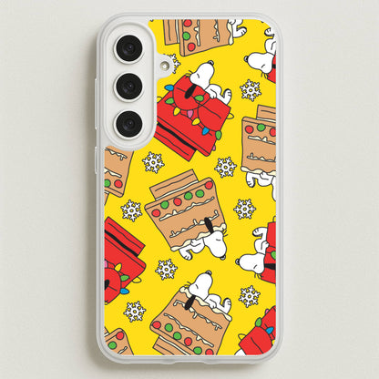 Cartoon Beagle Fairylights And Gingerbead Pattern Phone Case for Galaxy S25FE
