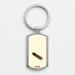 Cigar Silver Keyring