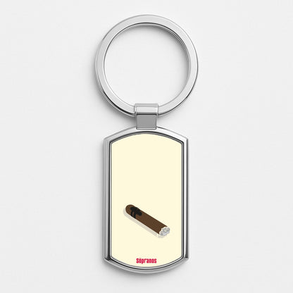 Cigar Silver Keyring