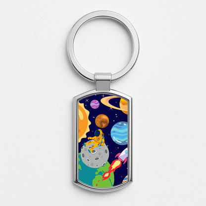 Space View  Silver Keyring