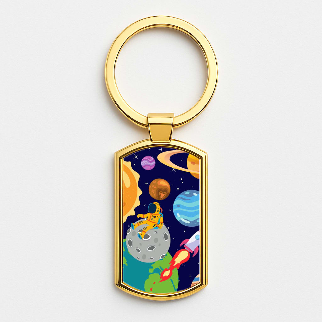 Space View  Gold Keyring