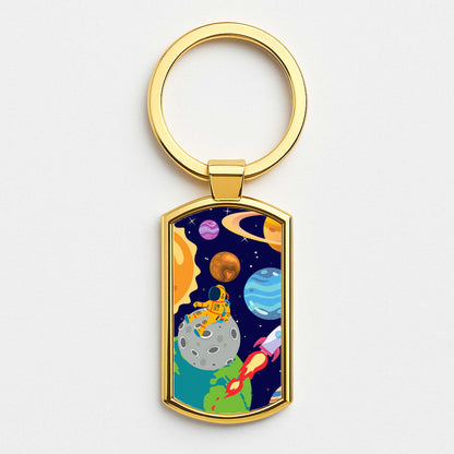 Space View  Gold Keyring