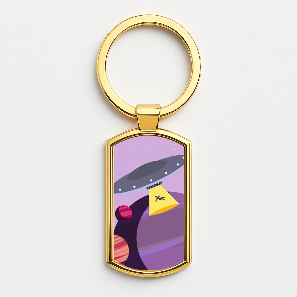 Alien Invasion - Space Gold Keyring