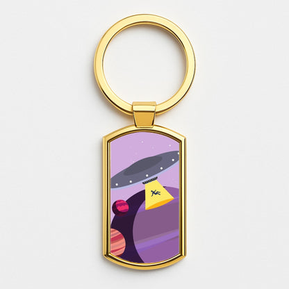 Alien Invasion - Space Gold Keyring