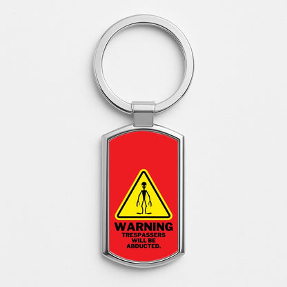 Warning Abduction - Space Silver Keyring