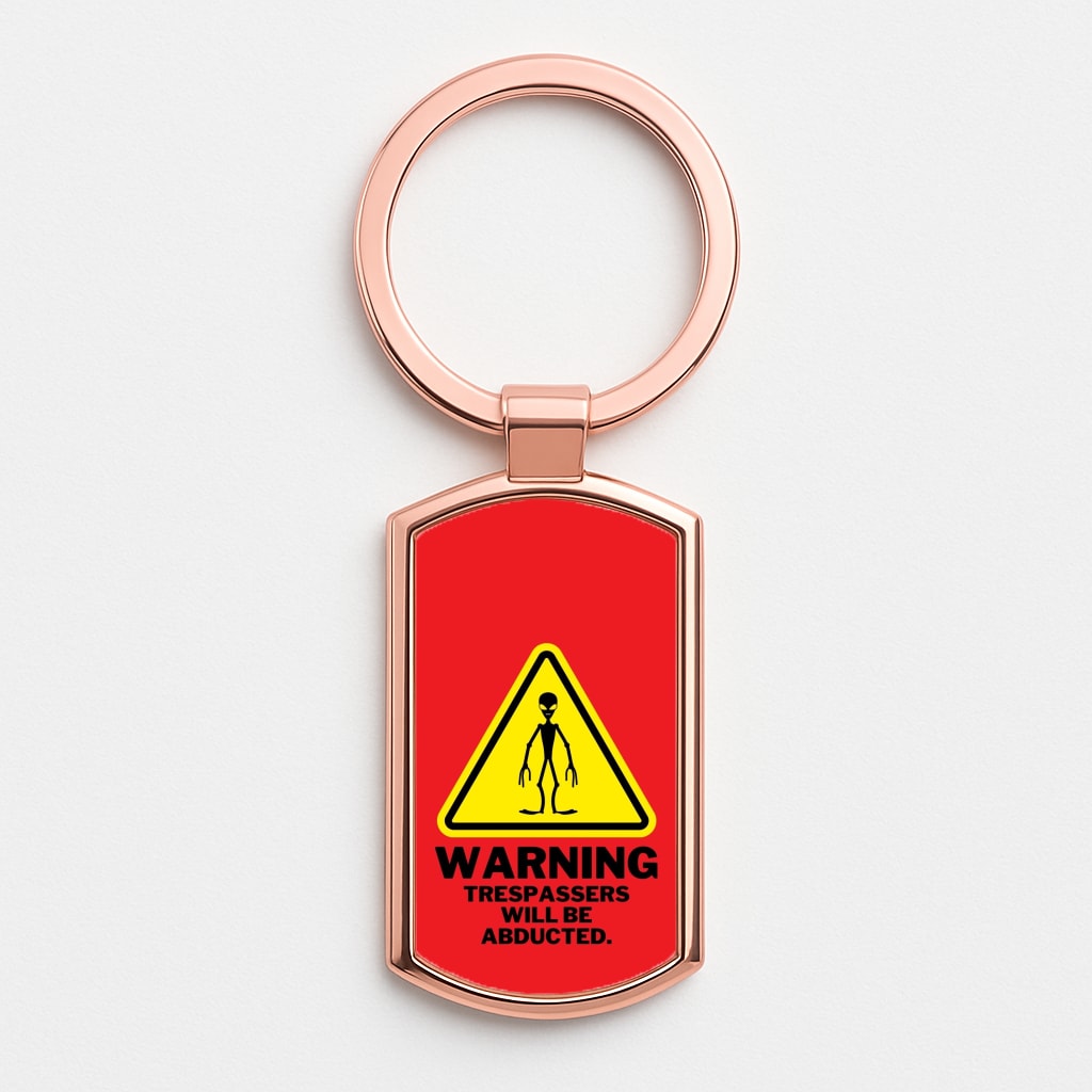 Warning Abduction - Space Rose Gold Keyring