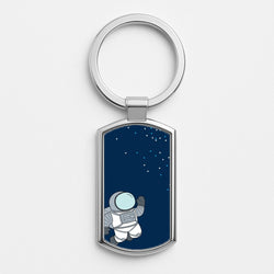 Astronaut Bobbling - Space Silver Keyring