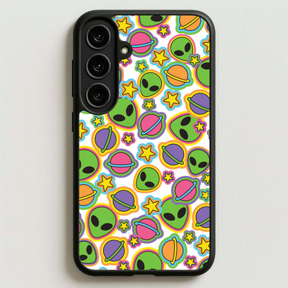 Colourful Aliens And Stars Phone Case for Galaxy S25FE