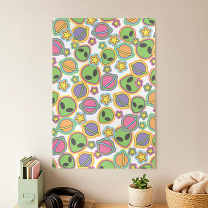 Colourful Aliens And Stars Poster