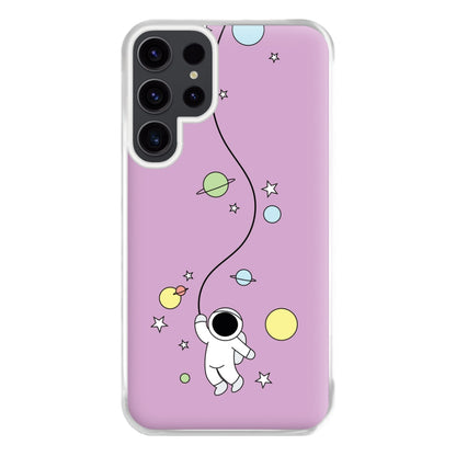 Cute Hanging Astronaut Phone Case for Galaxy S23 Ultra