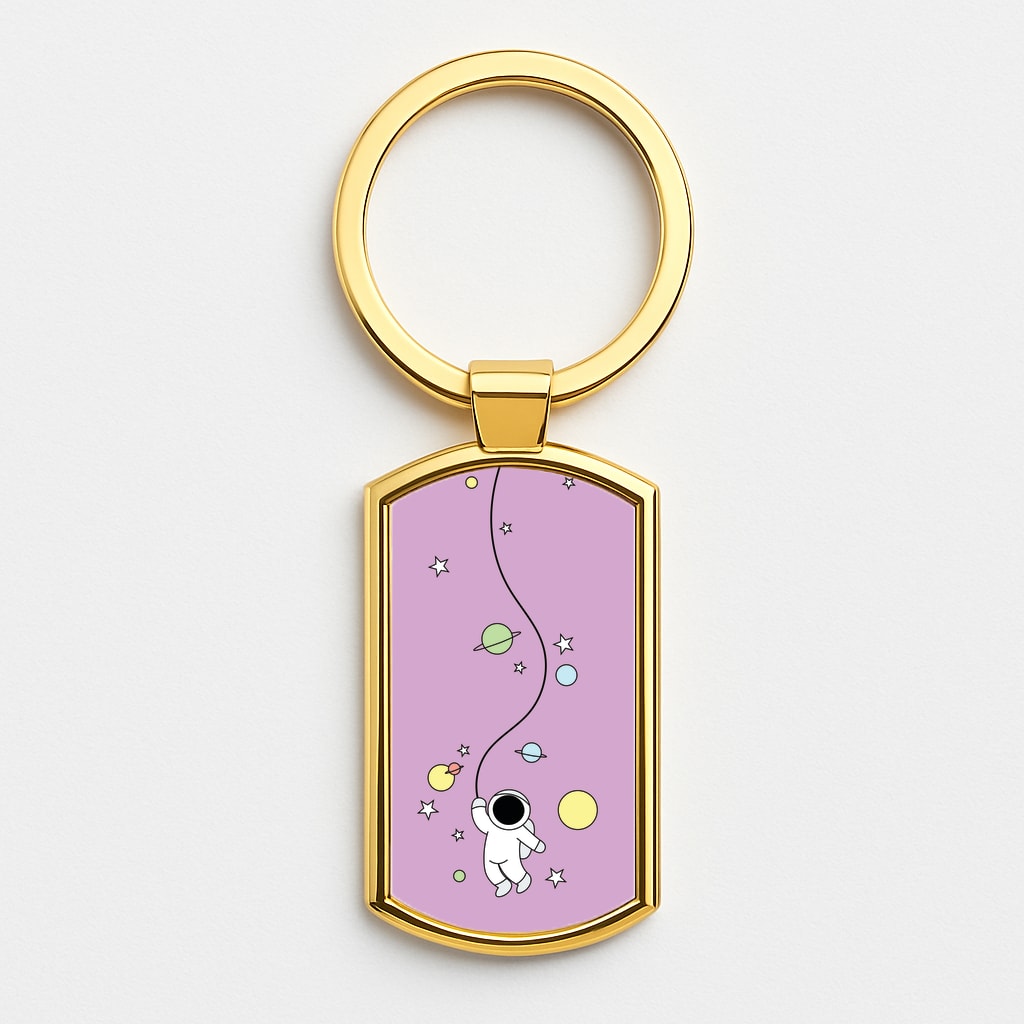 Cute Hanging Astronaut Gold Keyring