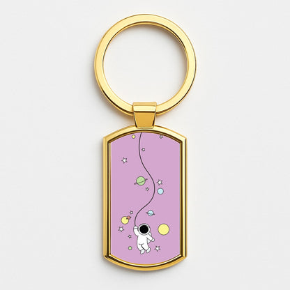 Cute Hanging Astronaut Gold Keyring