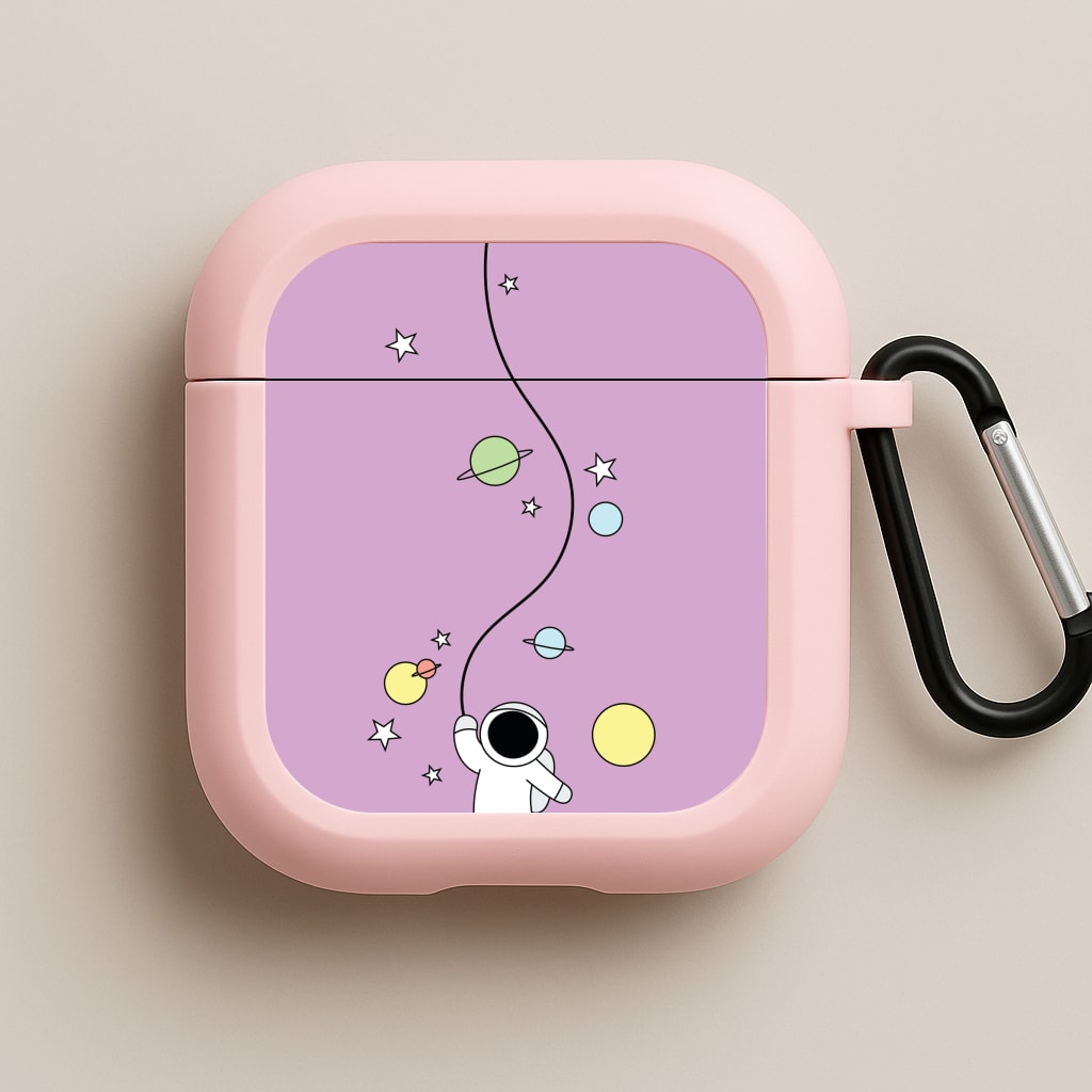 Cute Hanging Astronaut Pink AirPods Case