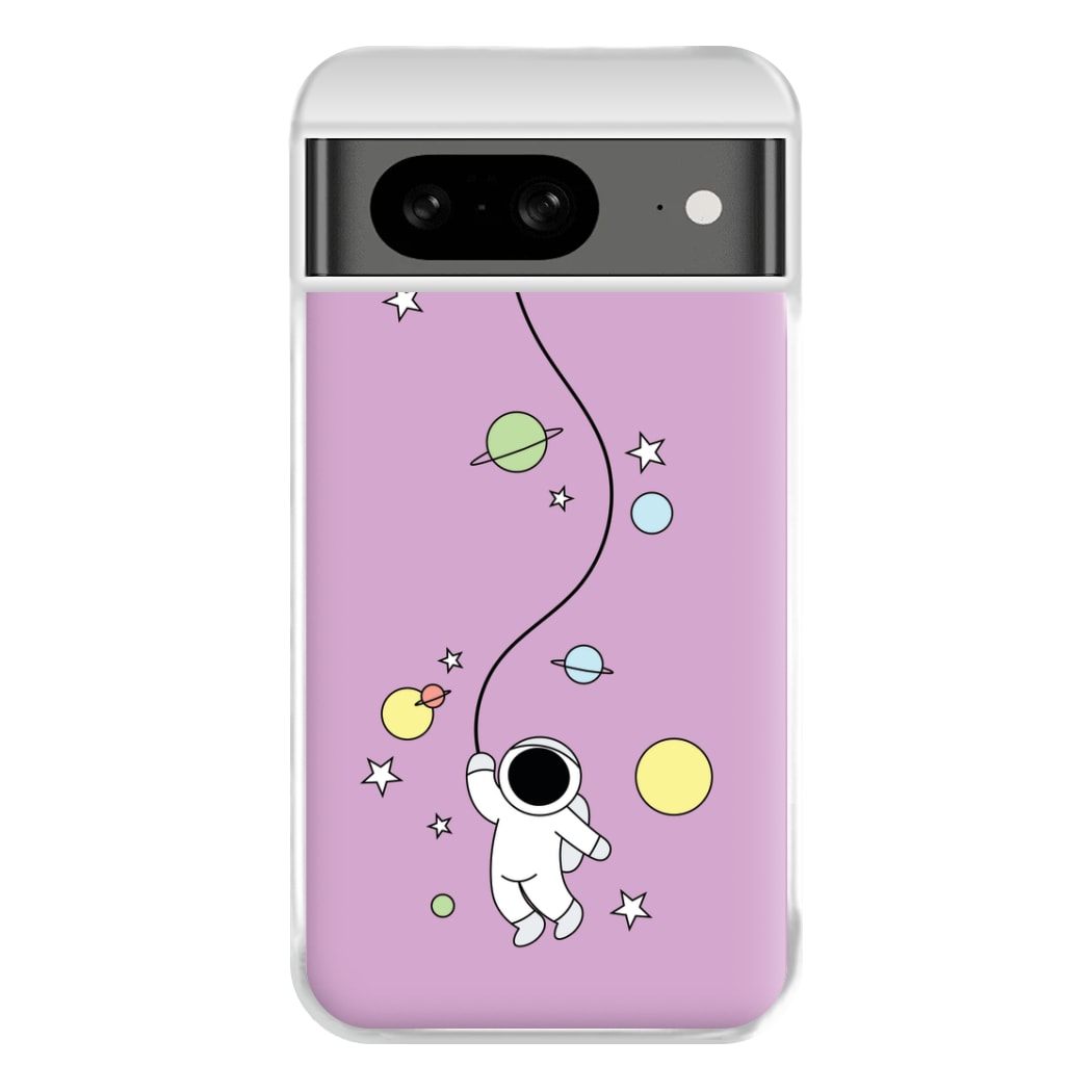 Cute Hanging Astronaut Phone Case for Google Pixel 8