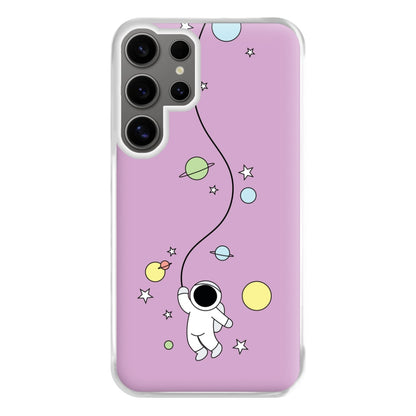 Cute Hanging Astronaut Phone Case for Galaxy S24 Ultra