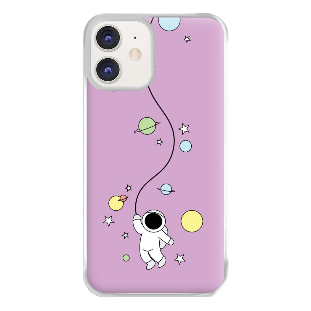 Cute Hanging Astronaut Phone Case for iPhone 12 / 12 Pro