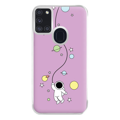 Cute Hanging Astronaut Phone Case for Galaxy A21s