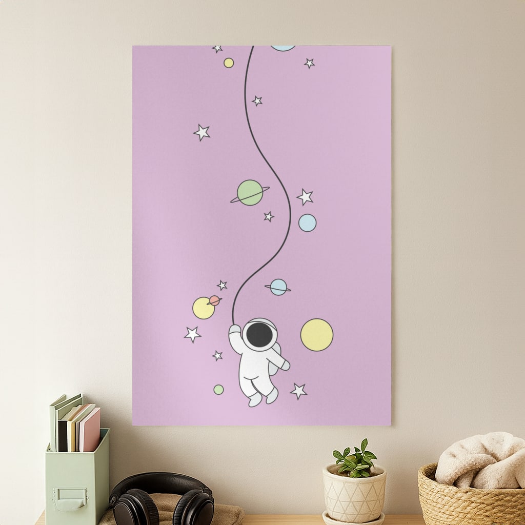 Cute Hanging Astronaut Poster