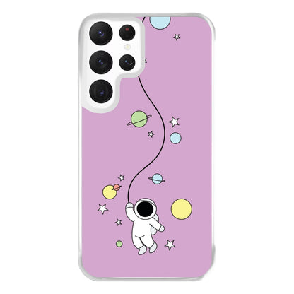 Cute Hanging Astronaut Phone Case for Galaxy S22 Ultra
