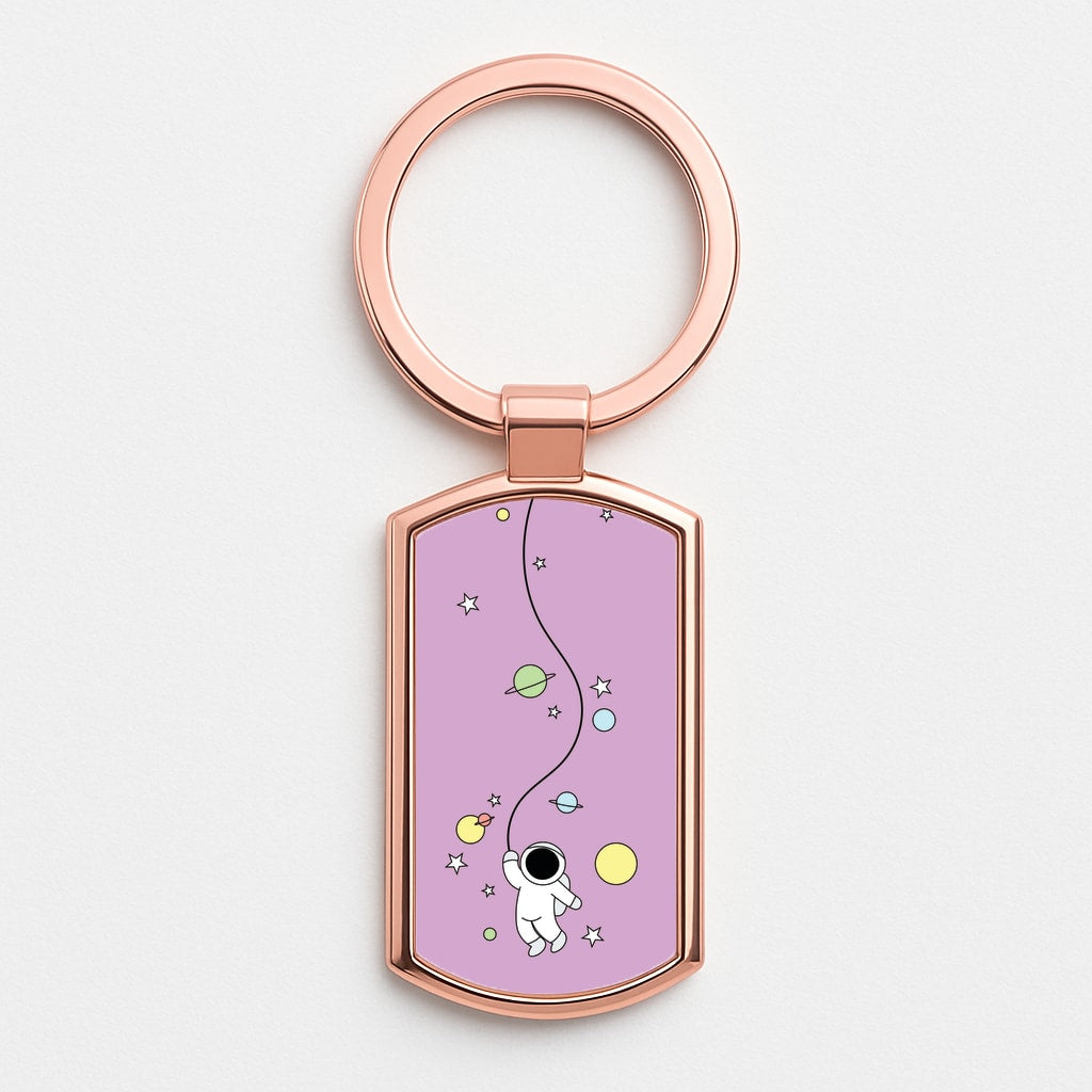 Cute Hanging Astronaut Rose Gold Keyring
