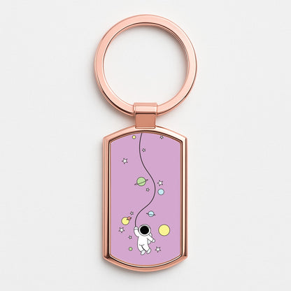 Cute Hanging Astronaut Rose Gold Keyring