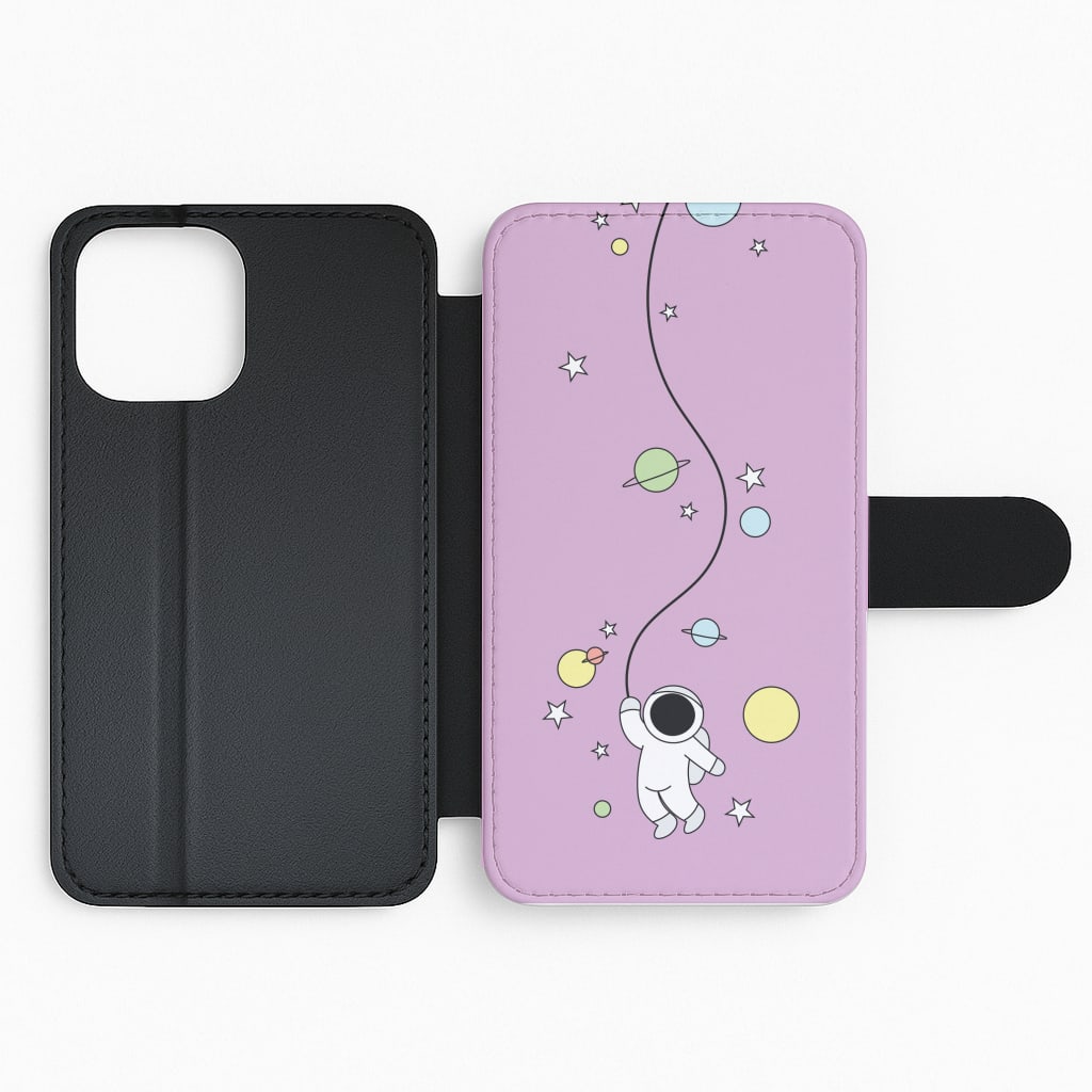 Cute Hanging Astronaut Flip Phone Case