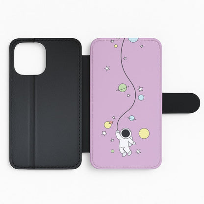 Cute Hanging Astronaut Flip Phone Case