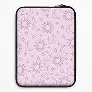Sun, Moon And Stars Pattern Mauve Laptop Sleeve 1