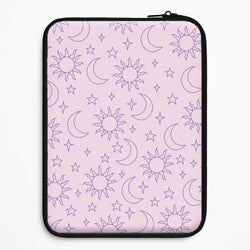 Sun, Moon And Stars Pattern Mauve Universal Laptop Sleeve