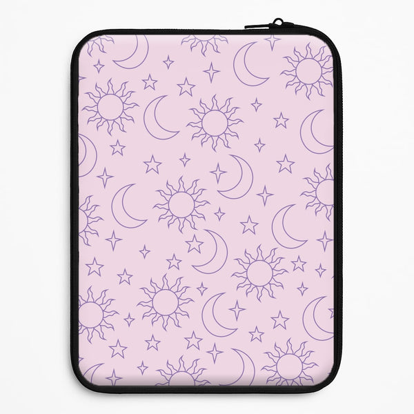 Sun, Moon And Stars Pattern Mauve Universal Laptop Sleeve